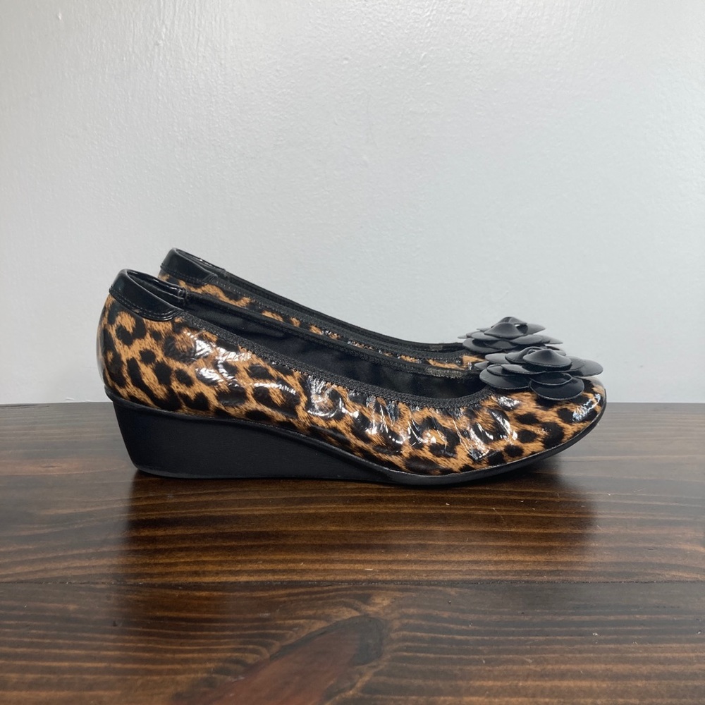 Anne Klein Sport Drella Leopard Print Low Wedge Heels Womens 8.5